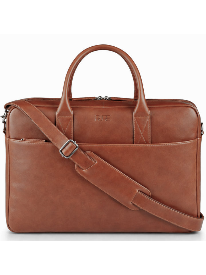 Bolso para portátil de piel NAOS Cognac