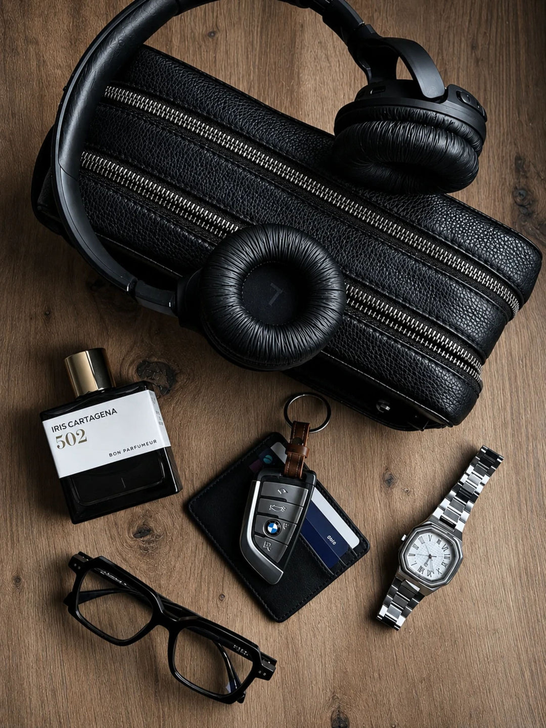 Kulturtasche Leder ATLAS XL Midnight Black