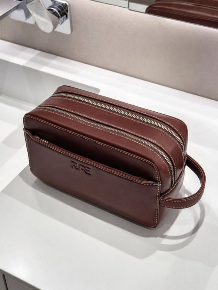 Kulturtasche Leder ATLAS XL Cognac