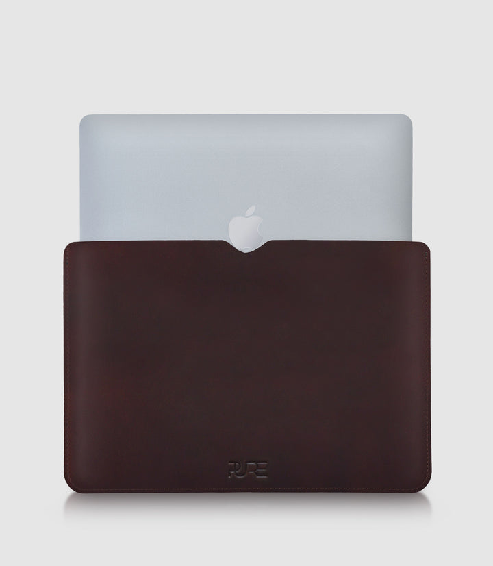 MacBook Hülle Leder 13 Zoll Chocolate - Slim Sleeve für MacBook Air & Pro