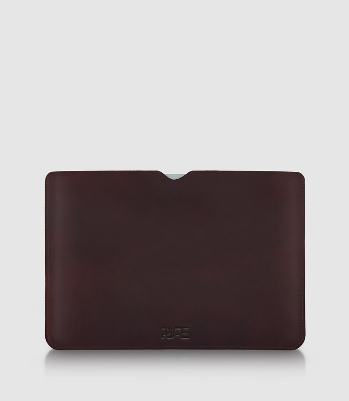 MacBook Hülle Leder 13 Zoll Chocolate - Slim Sleeve für MacBook Air & Pro