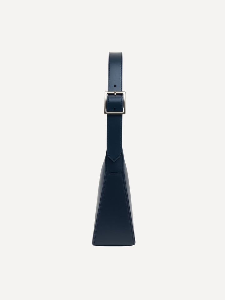 Bolso de hombro de piel MILEVA - Azul tormenta