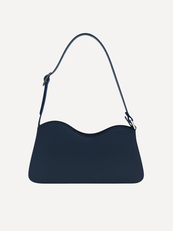 Bolso de hombro de piel MILEVA - Azul tormenta
