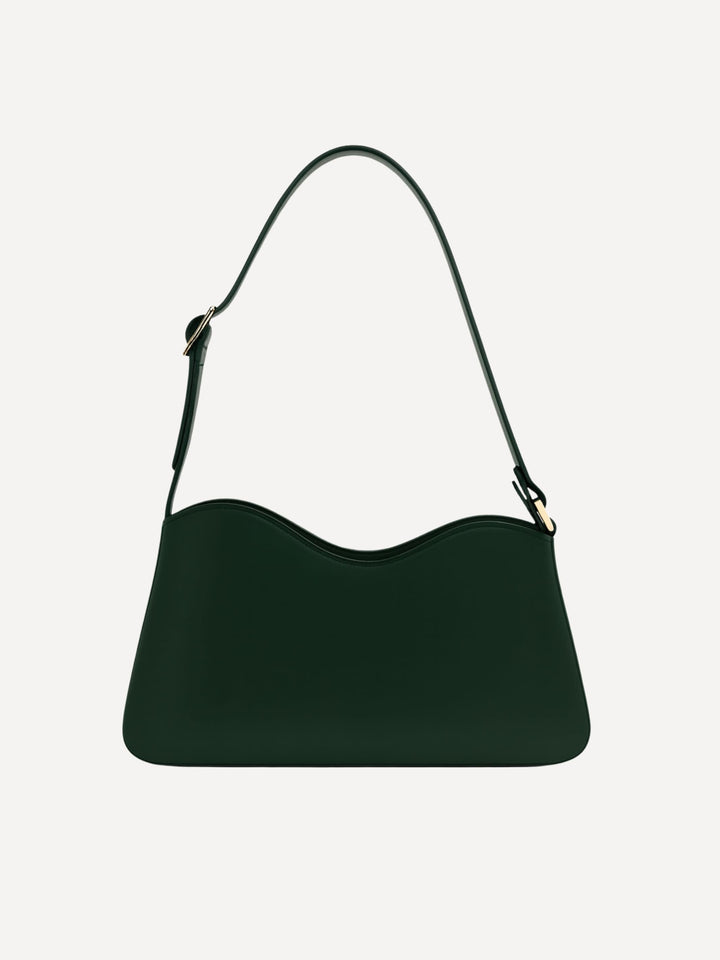 Schultertasche MILEVA aus Leder - Forest Green