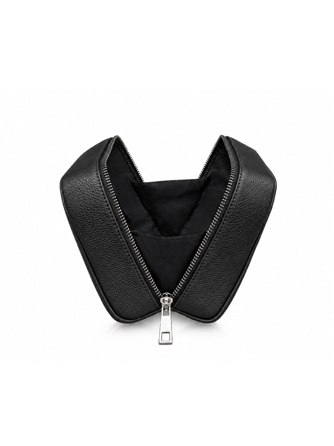 MIRA Kosmetiktasche aus schwarzem Leder mit Reißverschluss - Detailansicht