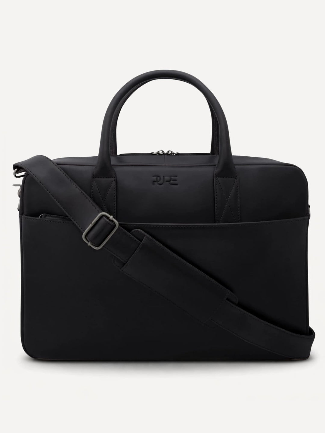 NAOS Laptoptasche aus schwarzem Echtleder - elegante Business Tasche für Laptop, Büro und Reisen