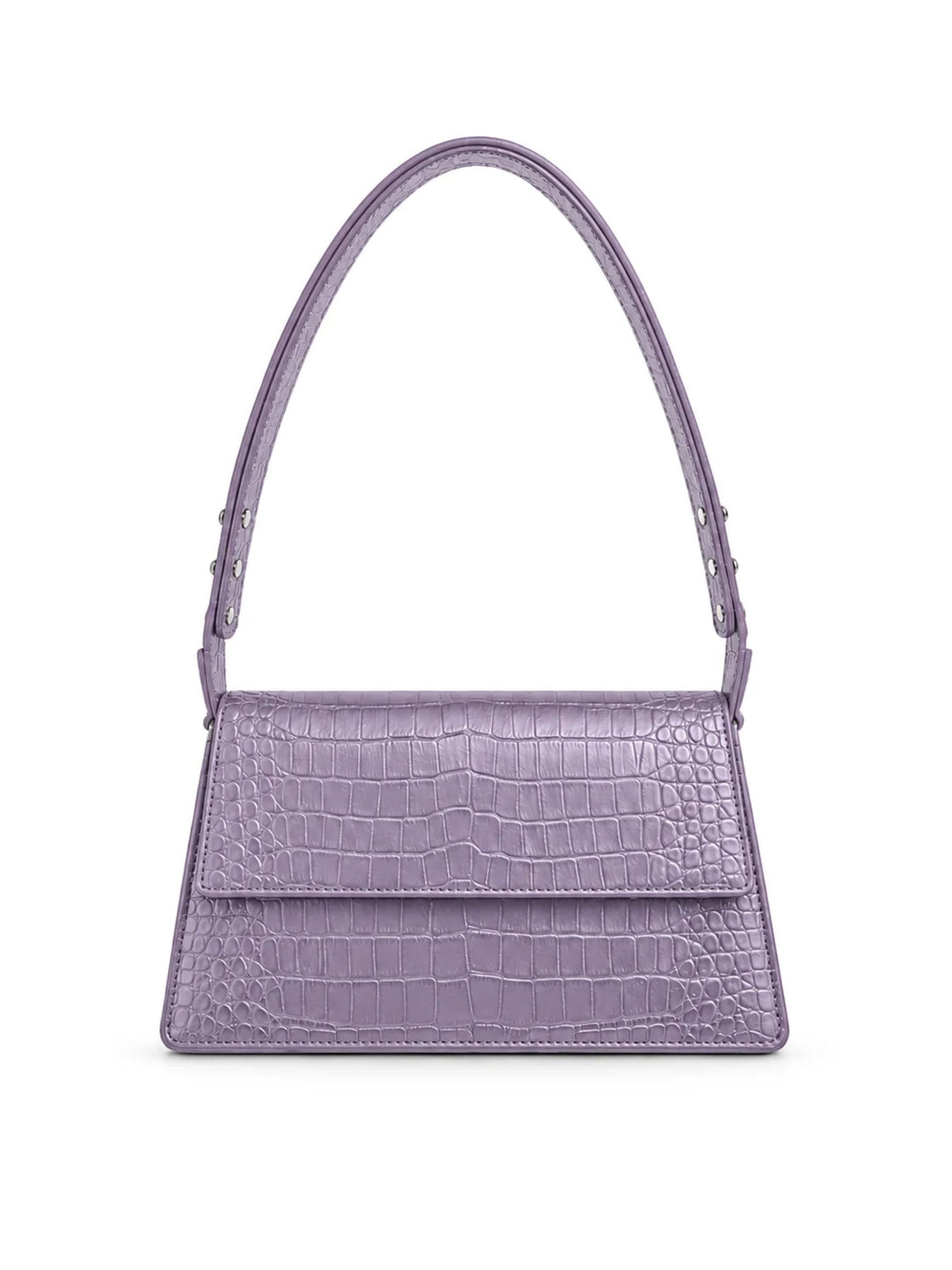 Pure Studios Ophelia Schultertasche in Lavender mit Croco-Prägung - Frontansicht