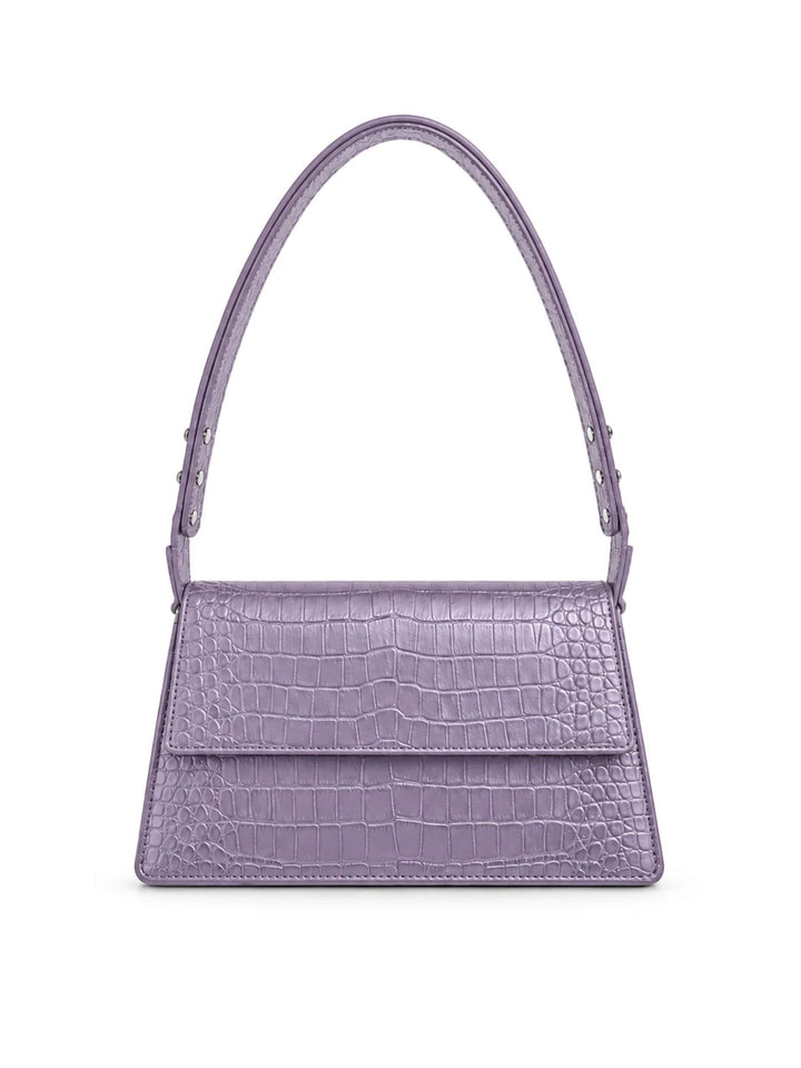 Pure Studios Ophelia Schultertasche in Lavender mit Croco-Prägung - Frontansicht