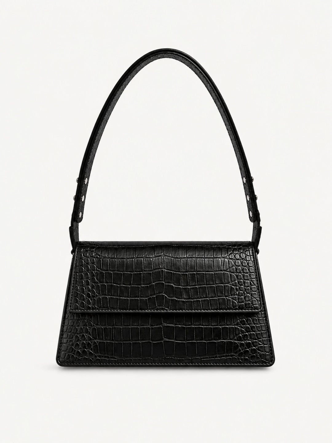 PURE Studios OPHELIA schwarze Croco Ledertasche in Frontalansicht