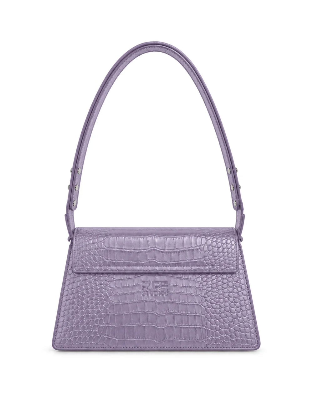 Pure Studios Ophelia Schultertasche in Lavender mit Croco-Prägung - Rückansicht
