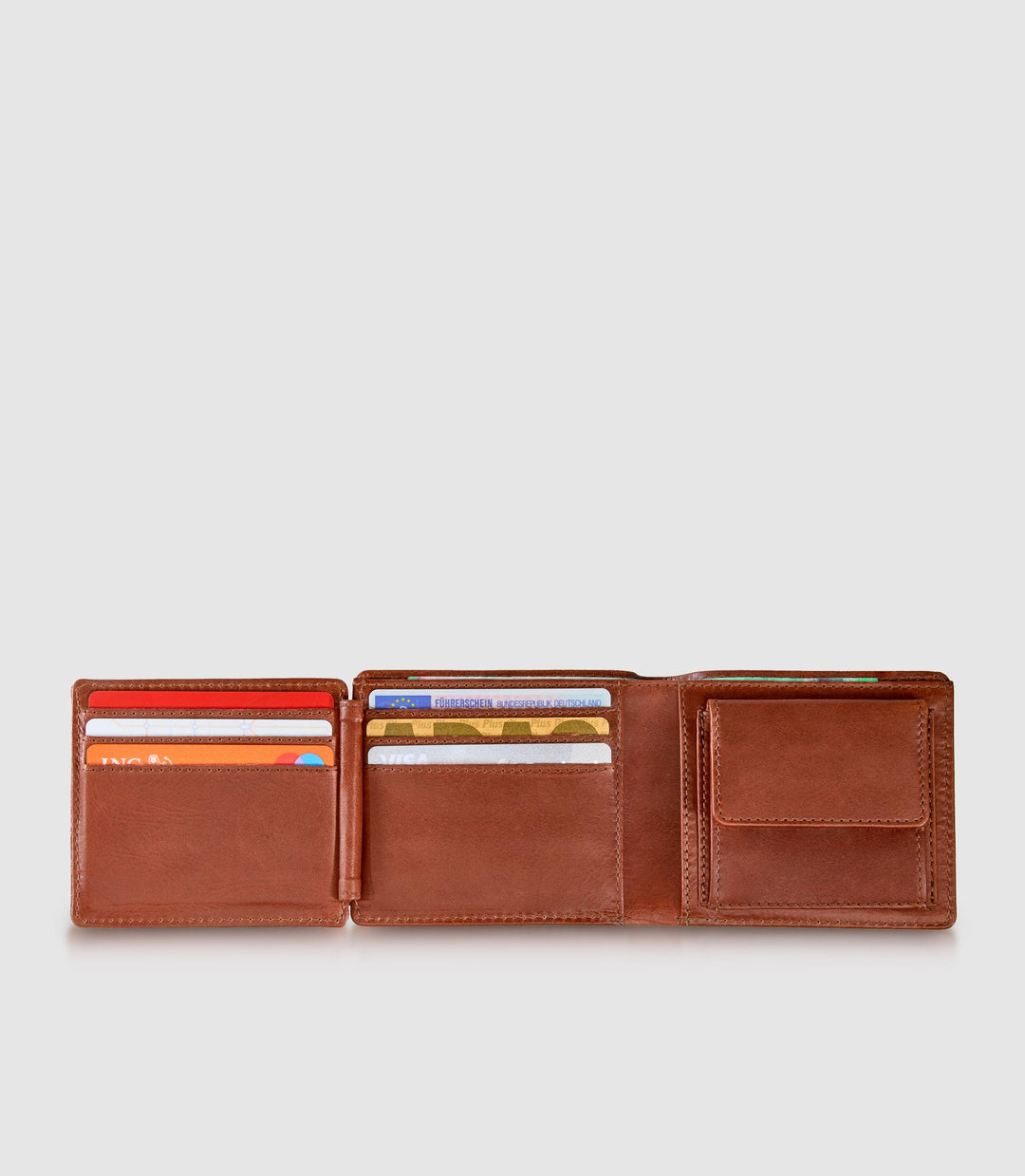 Geldbeutel Leder CASTOR Trifold Cognac aus echtem Leder von PURE Leather Studio | PURE Leather Studio