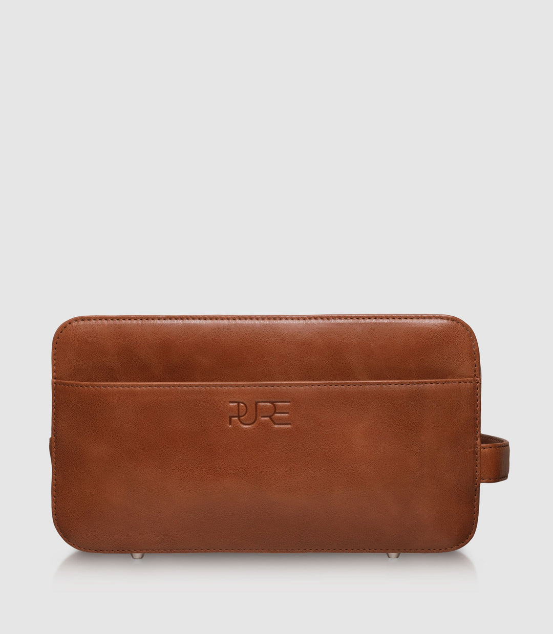 Kulturtasche Leder ATLAS Cognac aus echtem Leder von PURE Leather Studio | PURE Leather Studio