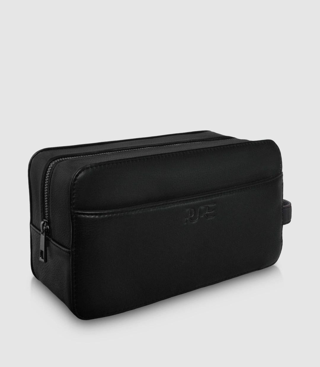 Kulturtasche Leder ATLAS Midnight Black aus echtem Leder von PURE Leather Studio | PURE Leather Studio